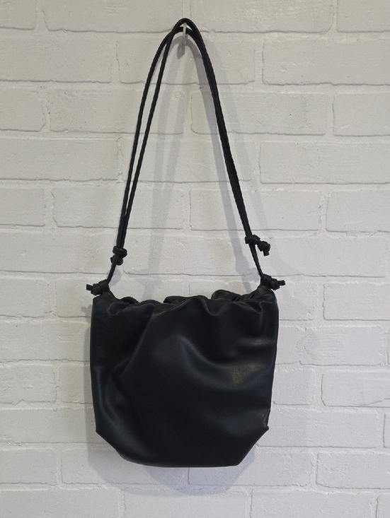 Pieces Handbags - Minimalist Black Drawstring Shoulder Bag